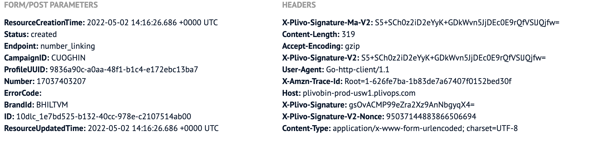 Number Linking created callback
