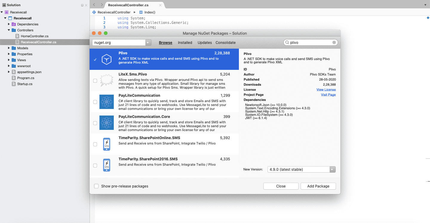 Install VTS Nuget Package