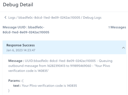 An entry in the debug log An entry in the debug log